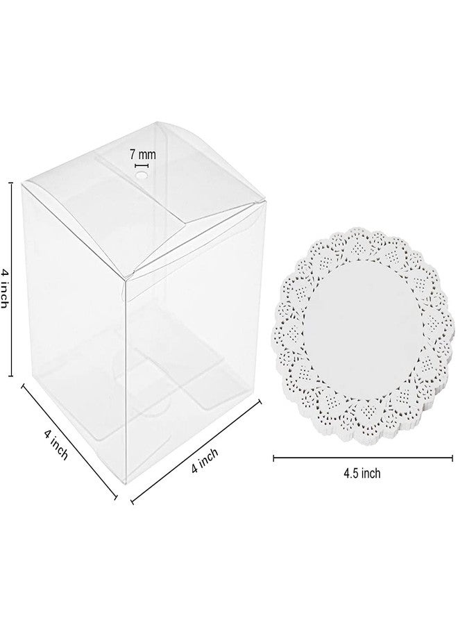 JOERSH 4x4x4 Inches Candy Apple Boxes with Hole and Paper Doilies Base 30 SETS Clear Caramel Apples Boxes for Treats | Food in Safe PET Plastic Box Fits Standard and Large Apple - Image 2